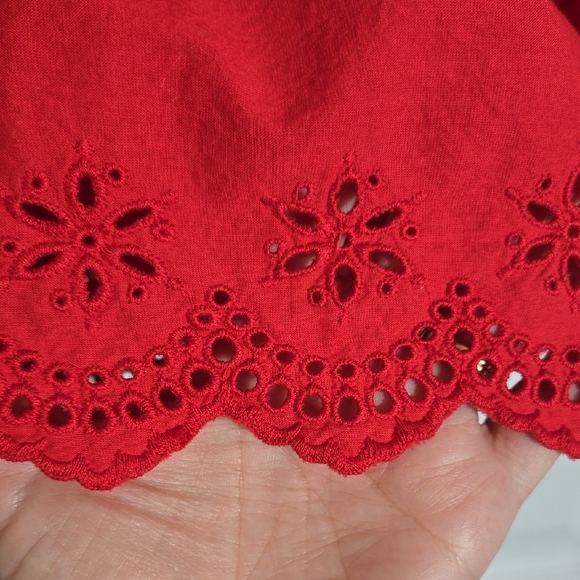 Madewell Red Eyelet Peplum Blouse Size Small - Picture 4 of 6